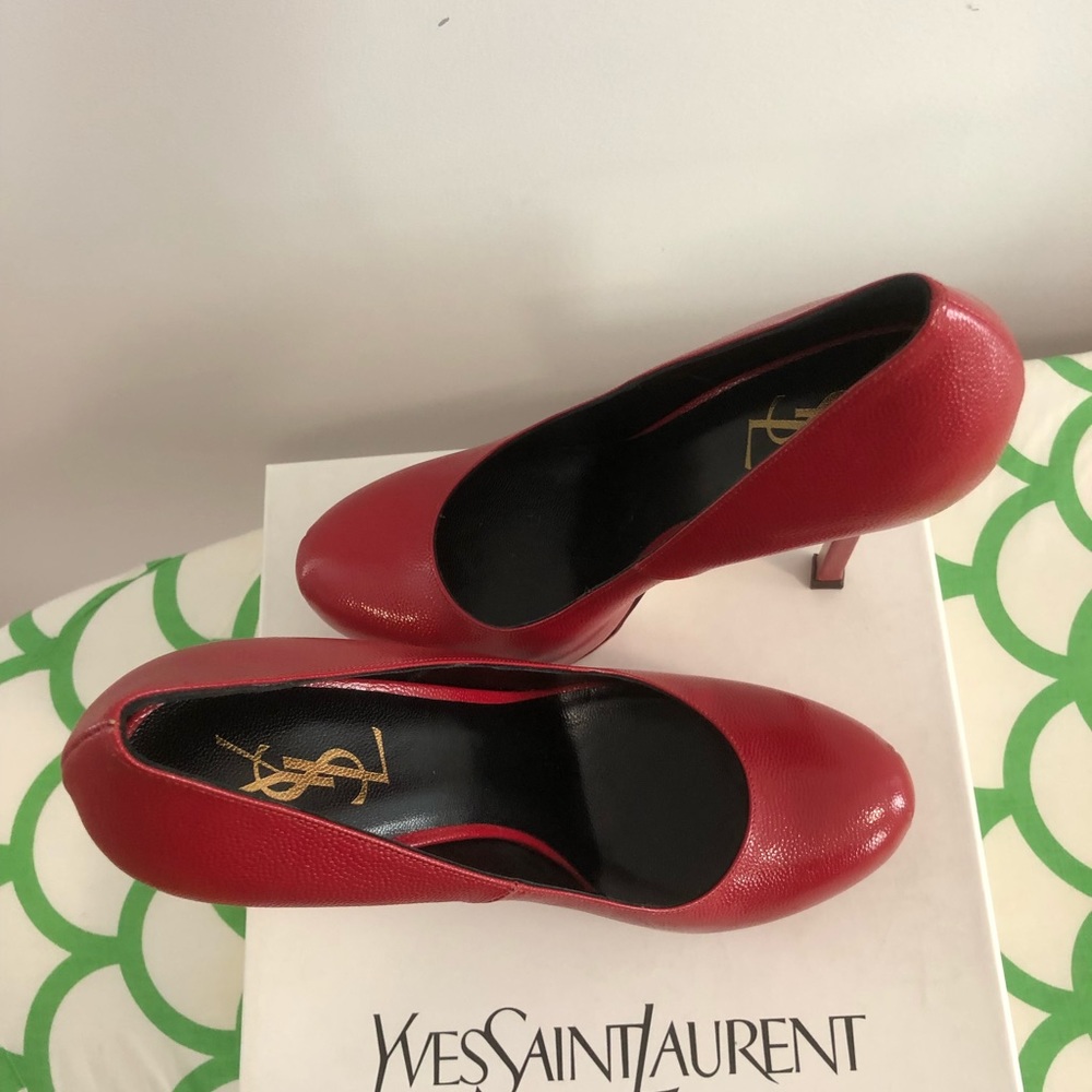 Yves Saint Laurent Red Napa Pumps - Picture 2 of 4